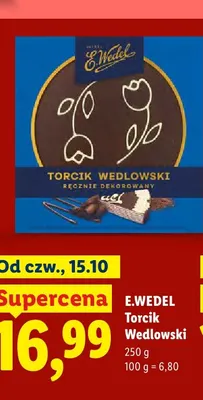 Torcik Wedlowski E.Wedel ręcznie dekorowany promocja w Lidl