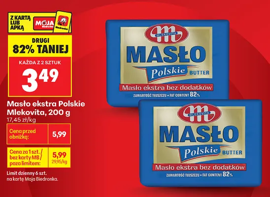Masło ekstra Polskie Mlekovita promocja w Biedronka