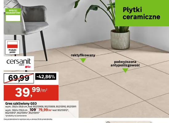 Gres szkliwiony Geo 59,8x119,8 cm Cersanit promocja w Leroy Merlin