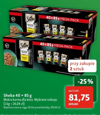 Mokra karma dla kota Sheba 40-pak promocja w MAXI ZOO