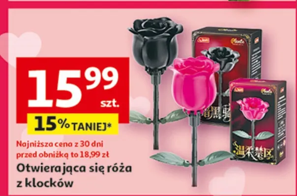 Otwierająca się róża z klocków promocja w Auchan