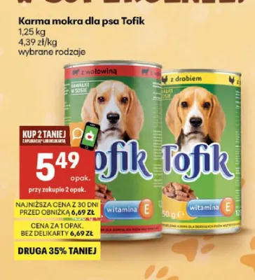 Karma mokra dla psa z drobiem Tofik promocja w Delikatesy Centrum