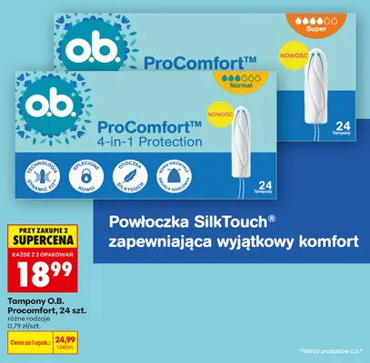 Tampony o.b. ProComfort Super promocja w Biedronka