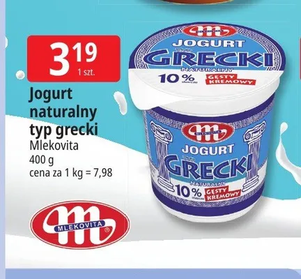 Jogurt naturalny typ grecki Mlekovita promocja w Leclerc