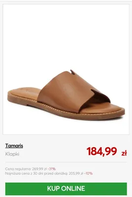 Klapki Tamaris promocja w eobuwie.pl