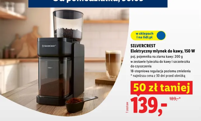 Elektryczny młynek do kawy, 150W promocja w Lidl