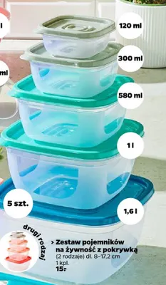 Zestaw pojemników na żywność z pokrywką dł. 8-17,2cm promocja w Netto