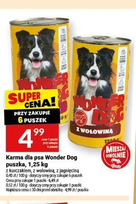 Karma dla psa Wonder Dog puszka z wołowiną promocja w Twój Market