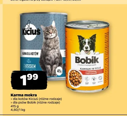 Karma mokra dla psów Bobik kawałki w sosie z wołowiną i warzywami promocja w Netto
