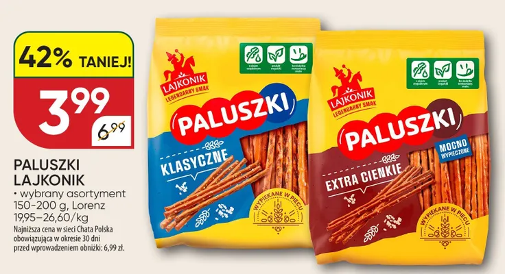 Paluszki extra cienkie promocja w Chata Polska