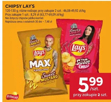Chipsy Lay's różne rodzaje promocja w Stokrotka