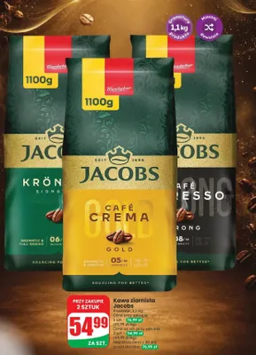 Kawa ziarnista Jacobs Café Crema Gold promocja w Dino