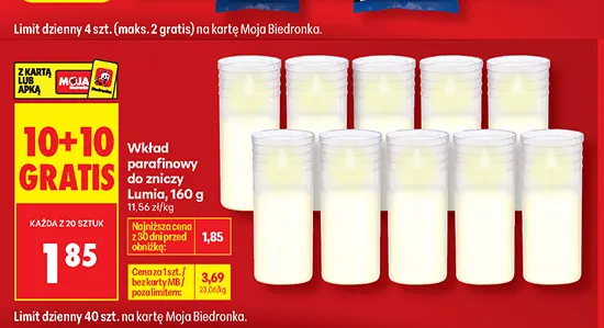 Wkład parafinowy do zniczy Lumia promocja w Biedronka