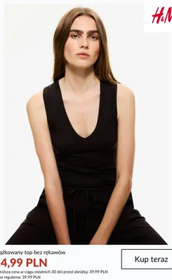 Prążkowany top bez rękawów H&M promocja w H&M