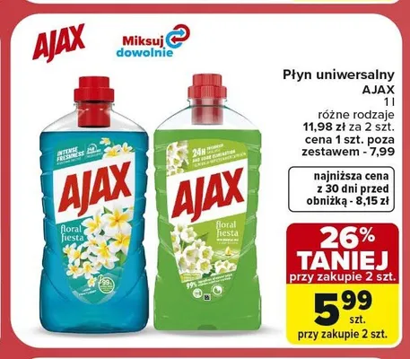 Płyn uniwersalny Ajax Floral Fiesta czerwony promocja w Carrefour