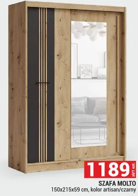 Szafa Molto 150x215x59cm kolor artisan/czarny promocja w Merkury Market