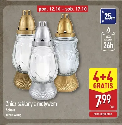 Znicz szklany z motywem promocja w Aldi