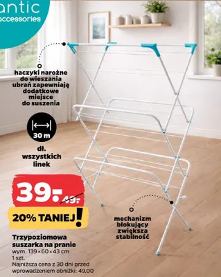 Trzypoziomowa suszarka na pranie promocja w Netto