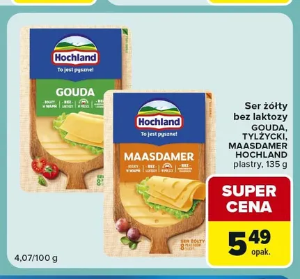 Ser żółty bez laktozy w plastrach Tylżycki Hochland promocja w Carrefour Express