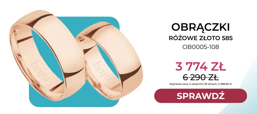 Obrączki różowe złoto 585 OB0005-108 Briju promocja w Briju