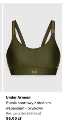 Stanik sportowy Under Armour z średnim wsparciem oliwkowy promocja w Lounge by Zalando