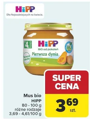 Mus bio HiPP pierwsza dynia promocja w Carrefour Market