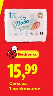 Pieluchy Dada Pure Care rozmiar 1 2-5kg promocja w Lidl