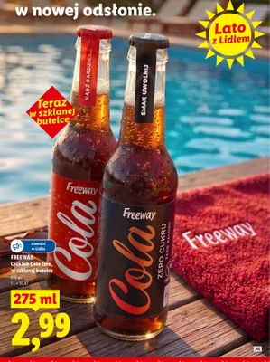 Napój gazowany Freeway Cola Zero w szklanej butelce promocja w Lidl