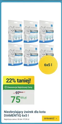 Niezbrylający żwirek dla kota DIAMENTIQ 6-pak 5l promocja w ERLI