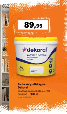 Farba antyrefleksyjna Dekoral akrylowa śnieżnobiała promocja w Bricoman