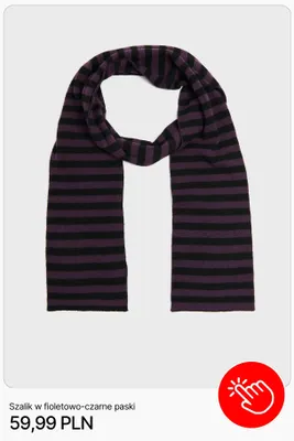 Szalik w fioletowo-czarne paski Cropp promocja w Cropp