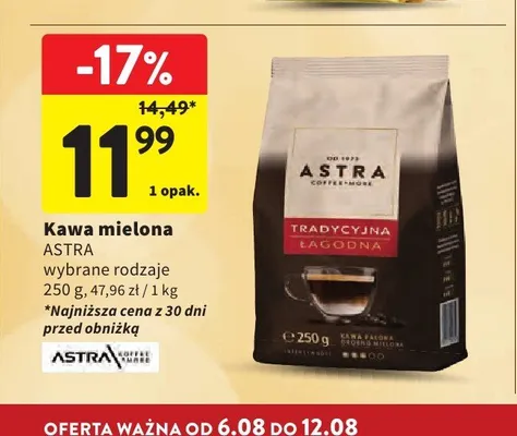 Kawa mielona Astra Tradycyjna Łagodna promocja w Intermarche