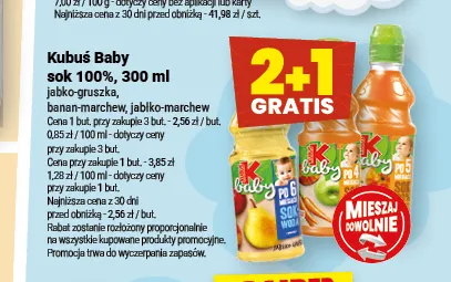 Sok Kubuś Baby 100% banan-marchew promocja w Twój Market