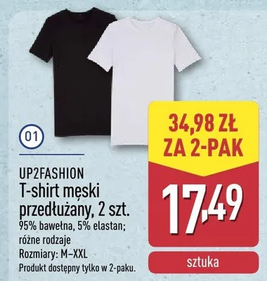 T-shirt męski przedłużany 2 szt. różne rodzaje UP2FASHION promocja w Aldi
