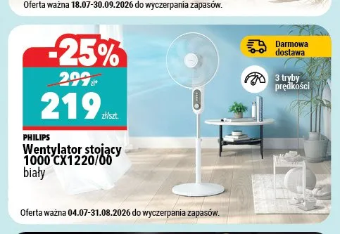 Wentylator stojący Philips 1000 CX1220/00 promocja w Biedronka Home