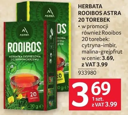 Herbata Rooibos Astra 20 torebek promocja w Selgros