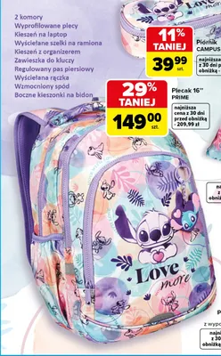 Plecak 16" CoolPack PRIME Stitch promocja w Carrefour