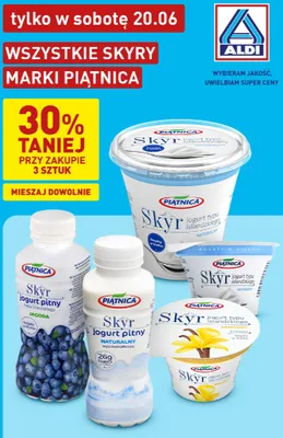 Jogurt typu islandzkiego Piątnica Skyr naturalny gęsty i kremowy promocja w Aldi