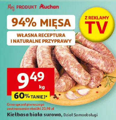 Kiełbasa biała surowa promocja w Auchan