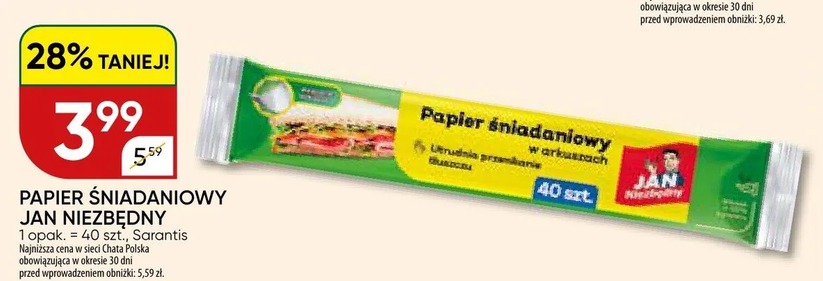 Papier śniadaniowy Jan Niezbędny promocja w Chata Polska