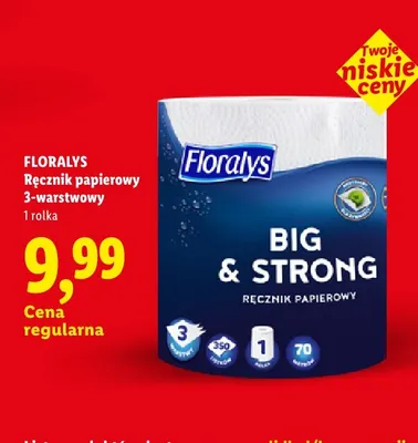 Ręcznik papierowy 3-warstwowy Floralys Big & Strong promocja w Lidl