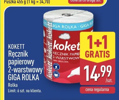 Ręcznik papierowy 2-warstwowy Giga Rolka Kokett promocja w Aldi