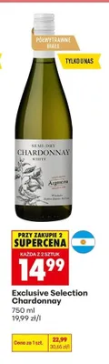 Wino białe półwytrawne Exclusive Selection Chardonnay promocja w Biedronka