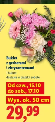 Bukiet z gerberami i chryzantemami promocja w Lidl