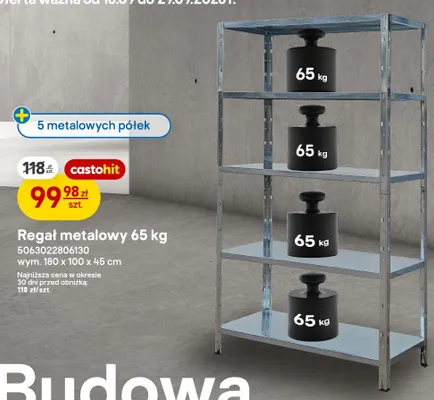 Regał metalowy 65 kg promocja w Castorama