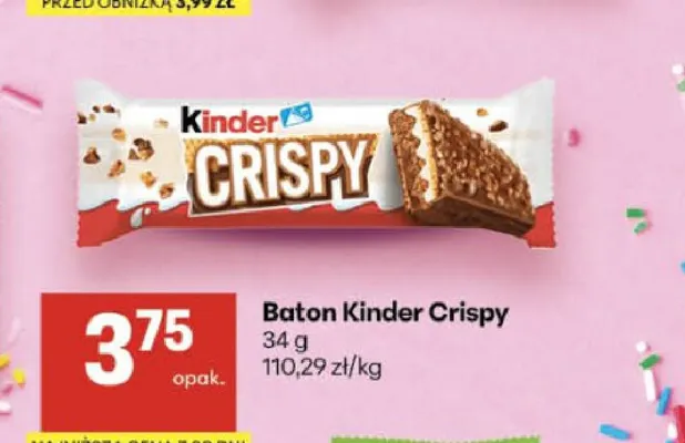 Baton Kinder Crispy promocja w Delikatesy Centrum
