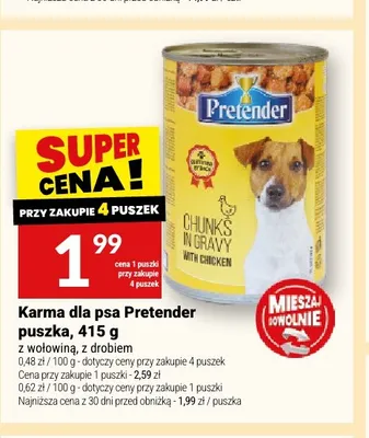 Karma dla psa Pretender puszka z wołowiną promocja w Twój Market