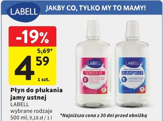 Płyn do płukania jamy ustnej Labell wybrane rodzaje 500ml promocja w Intermarche