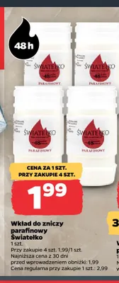 Wkład do zniczy parafinowy Światełko 48h promocja w Netto