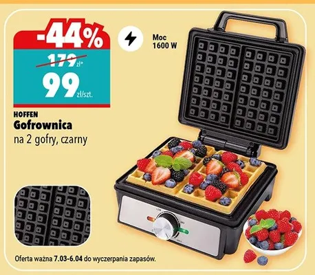 Gofrownica na 2 gofry, czarny promocja w Biedronka